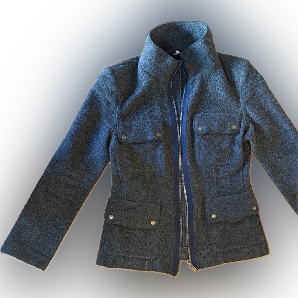 Vintage Wool Jacket Chic Classic Grey european
